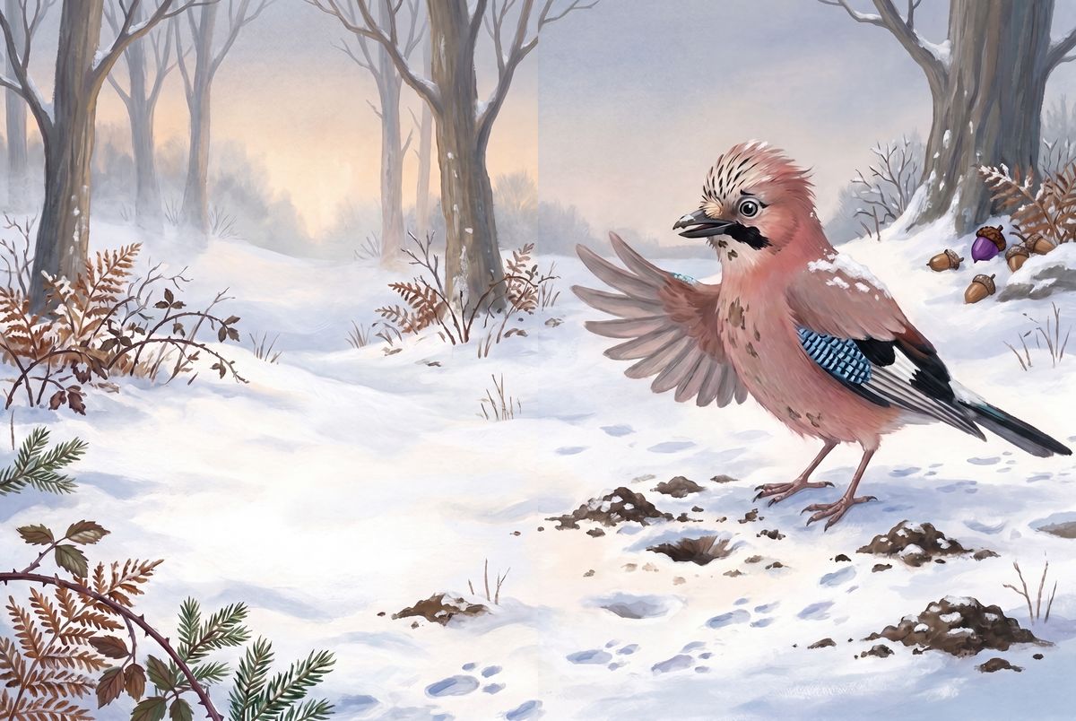Jay searching through the snow